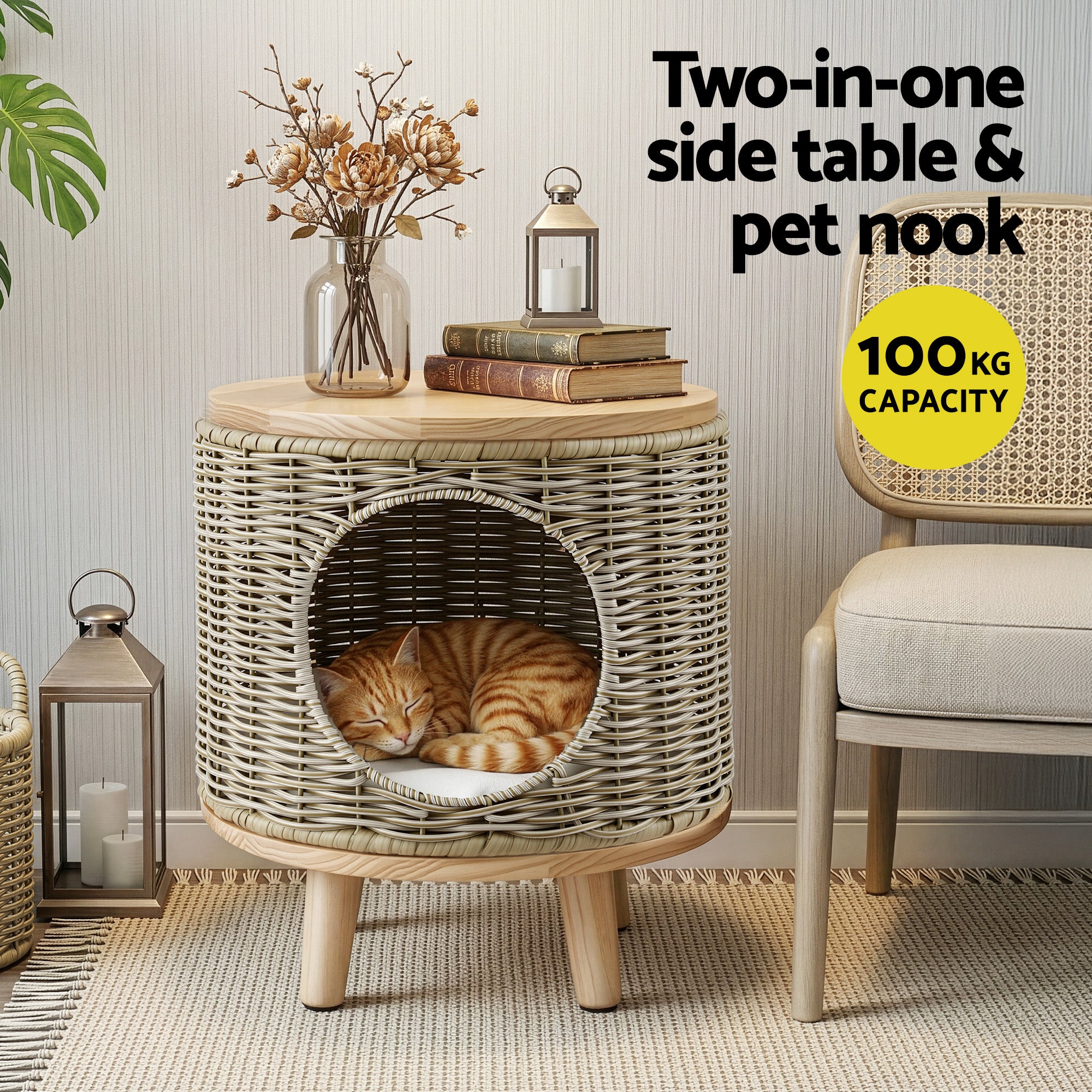 Wicker Pet Bed Side Table Outdoor Rattan | Simpledeals