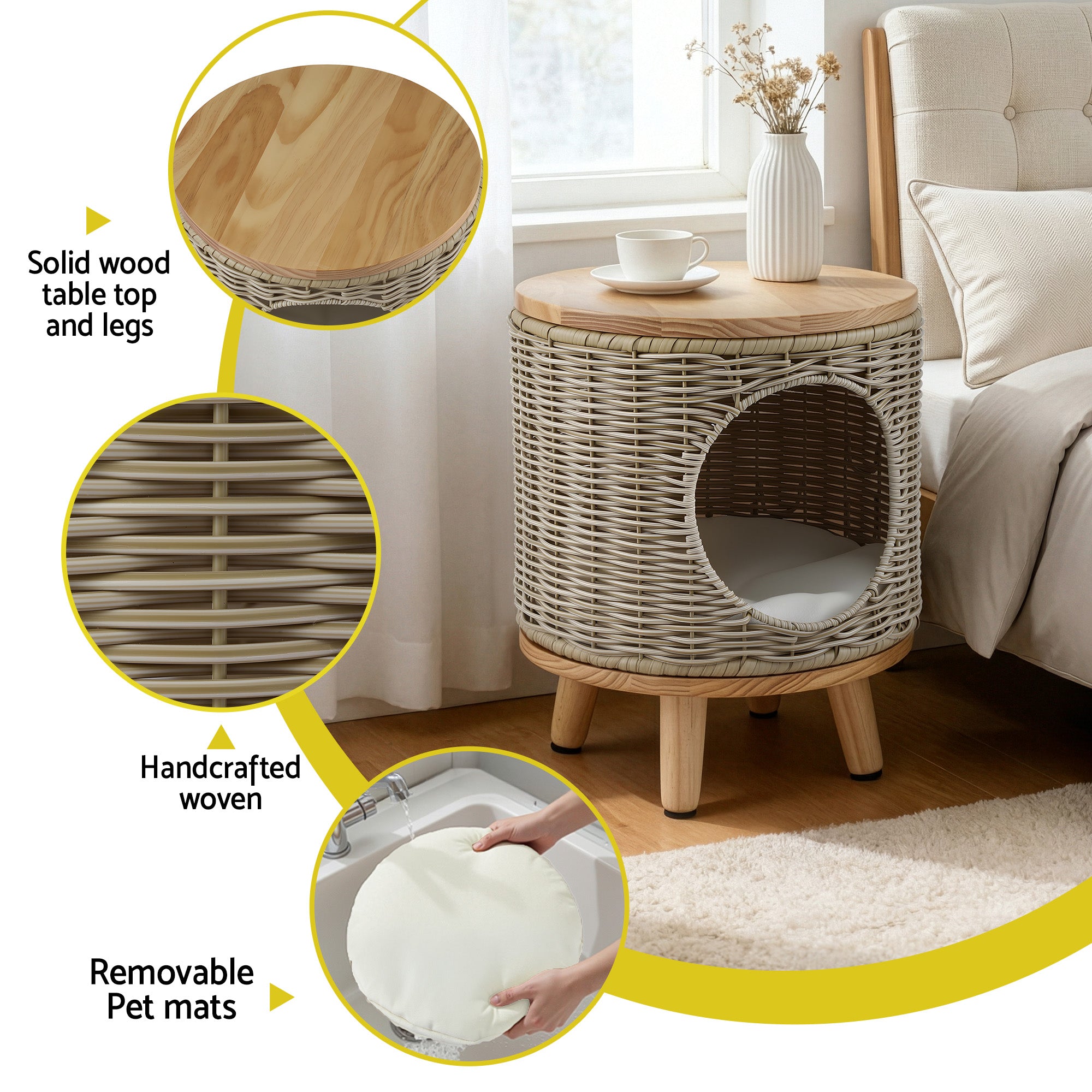 Wicker Pet Bed Side Table Outdoor Rattan | Simpledeals