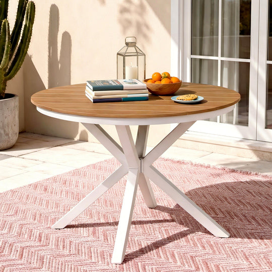 108CM Outdoor Dining Table Aluminum Frame WPC