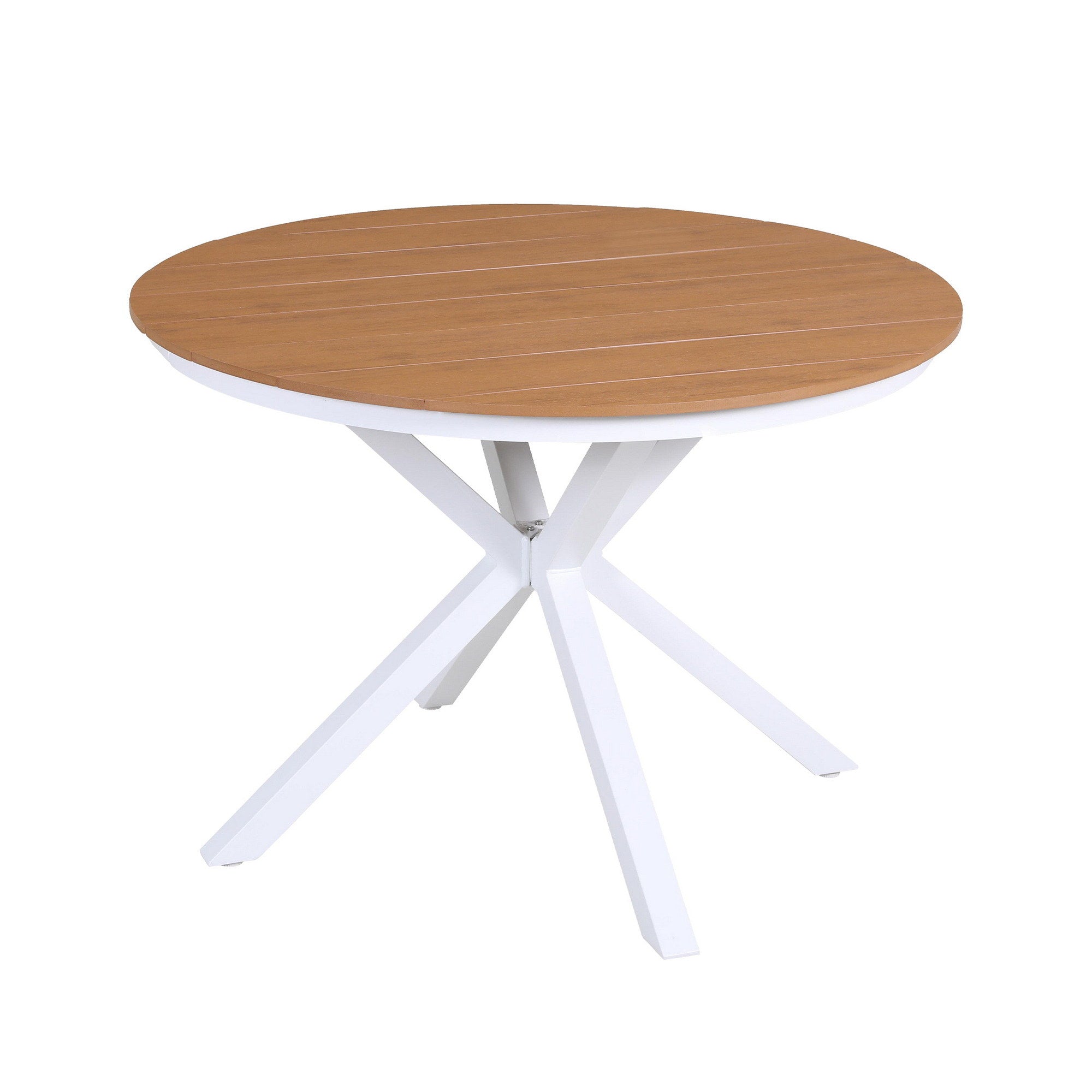 108CM Outdoor Dining Table Aluminum Frame WPC Top Patio Furniture Round