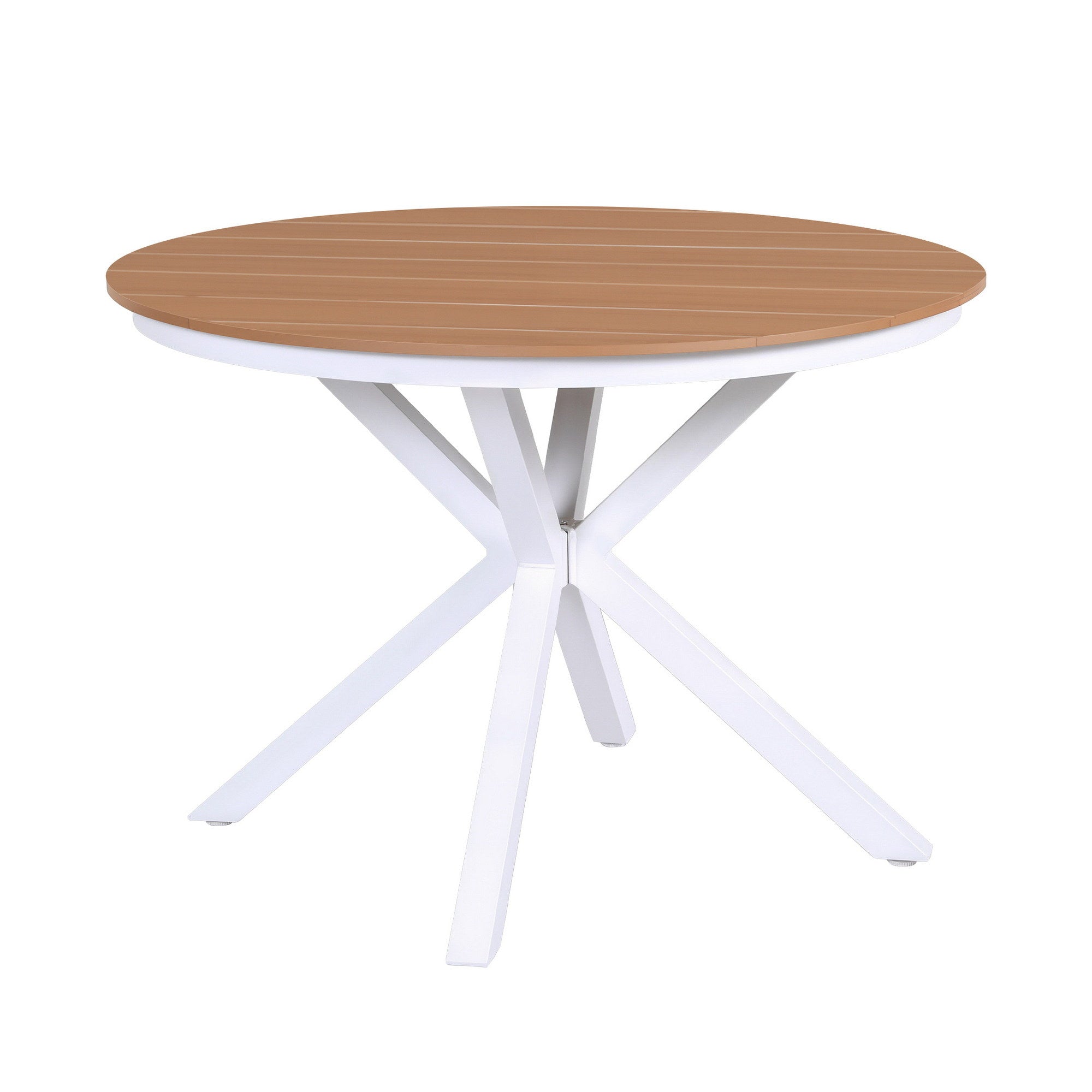 108CM Outdoor Dining Table Aluminum Frame WPC Top Patio Furniture Round