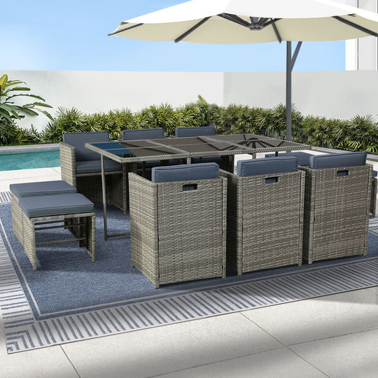 11 PCS Outdoor Dining Set Table Chairs Patio Lounge Setting Furniture - Outdoor Chairs