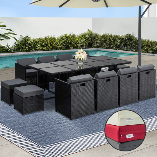 Gardeon 13 Piece Wicker Outdoor Dining Table Set