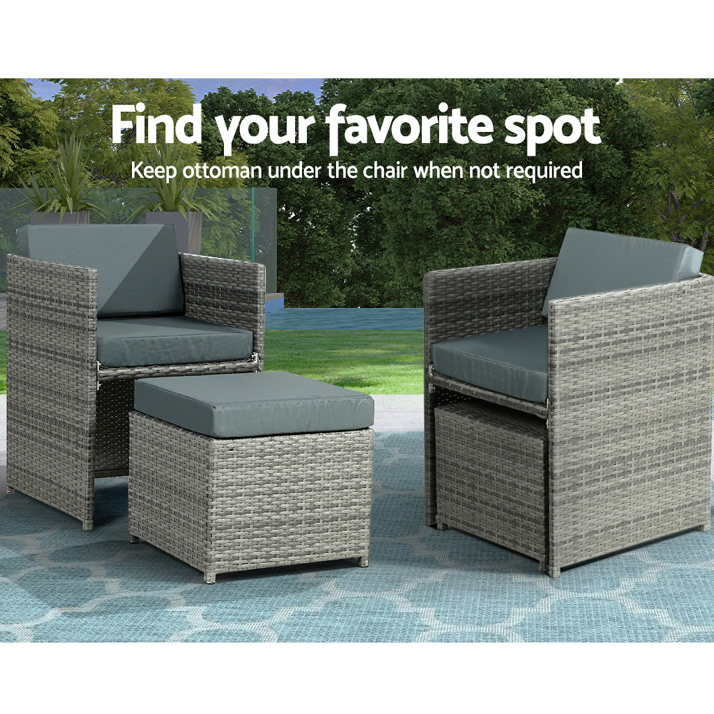 Outdoor Dining Set 13 Piece Wicker Table Chairs Setting Grey