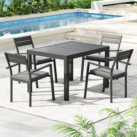 Outdoor Dining Set 5 Piece Aluminum Extendable Table