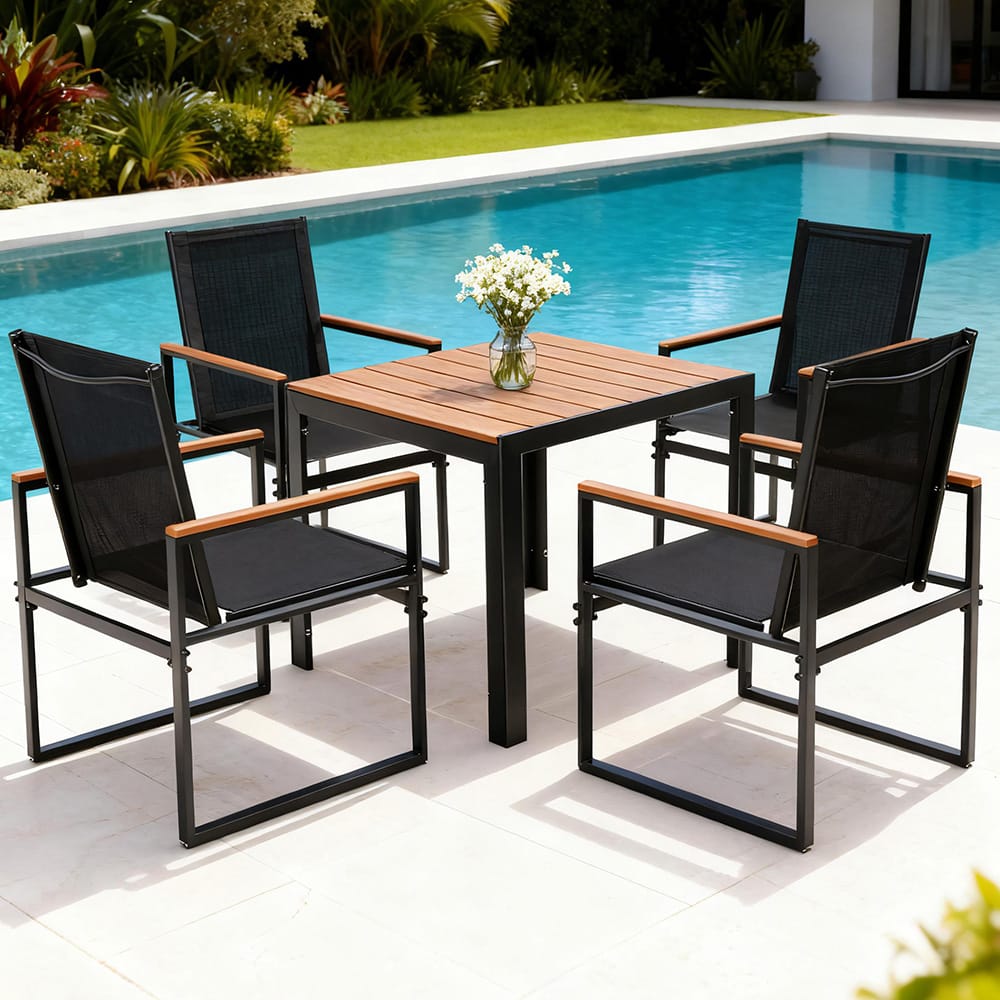 Outdoor Dining Set Black 54.5x65x97cm