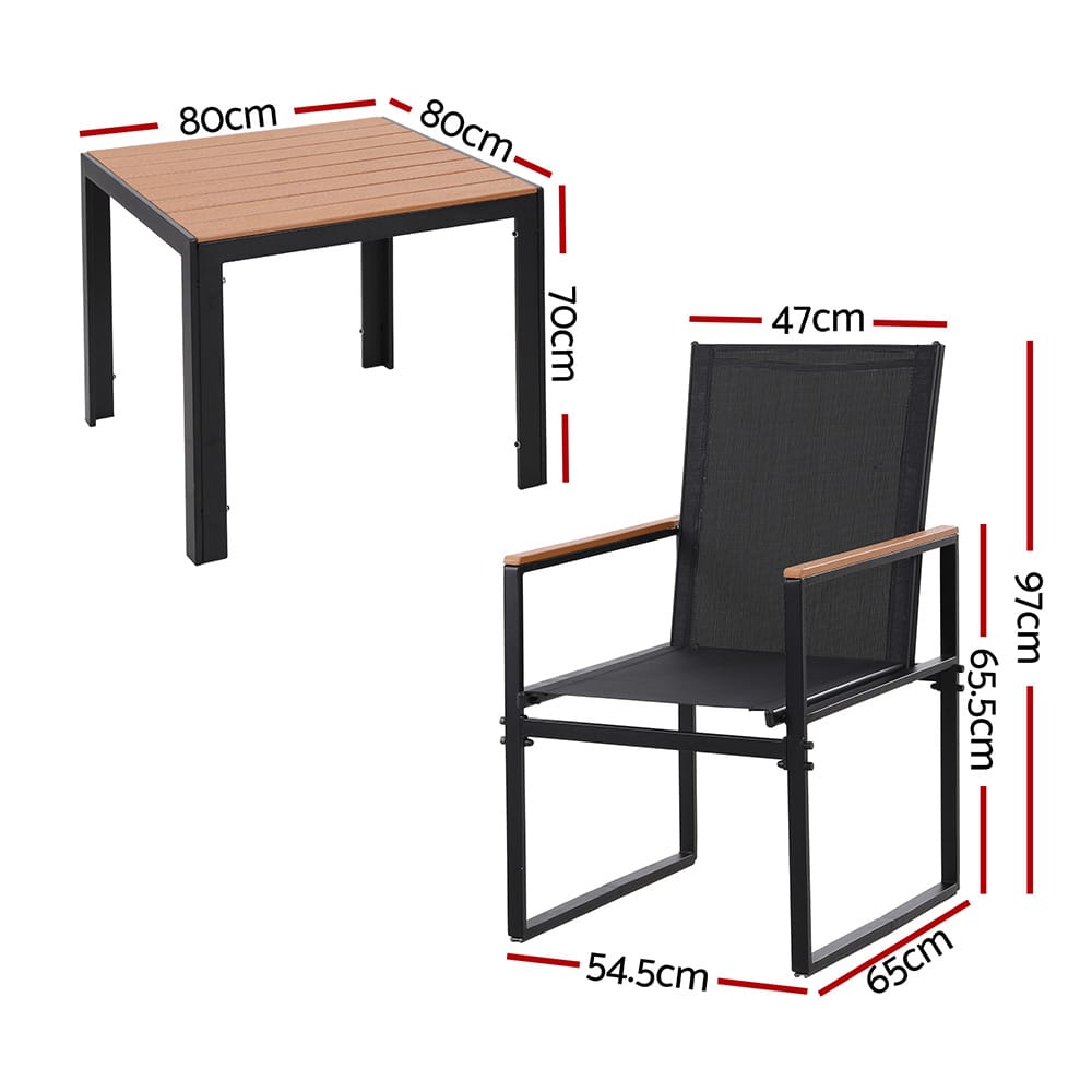 Outdoor Dining Set Black 54.5x65x97cm