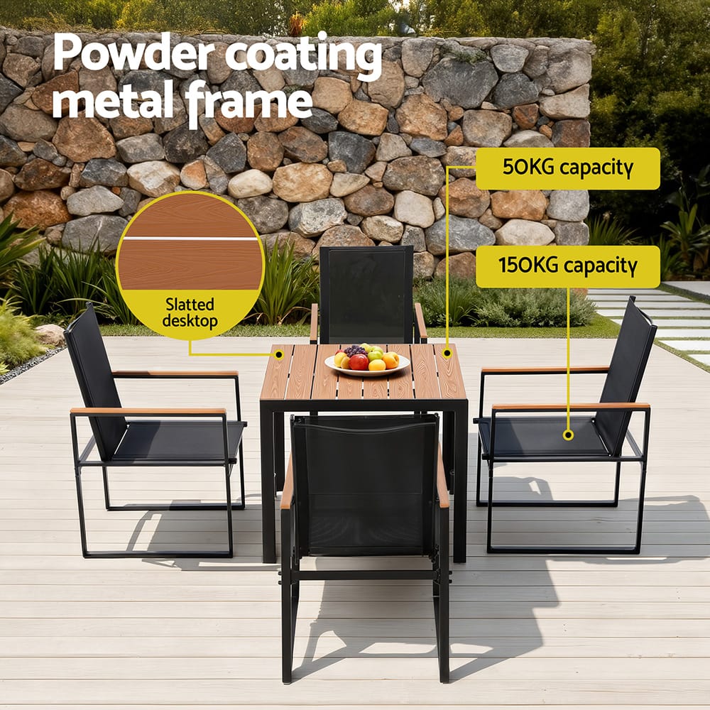 Outdoor Dining Set Black 54.5x65x97cm