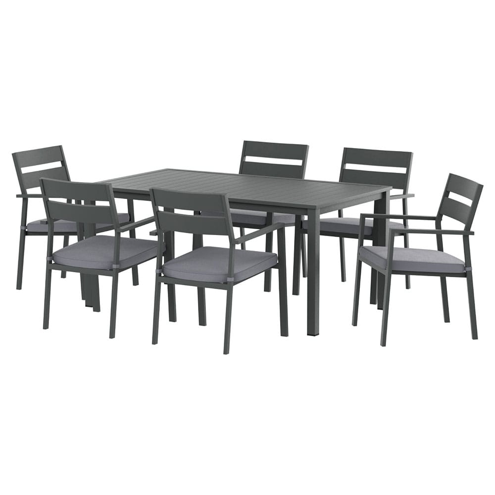Outdoor Dining Set 7 Piece Aluminum 158x90x74cm