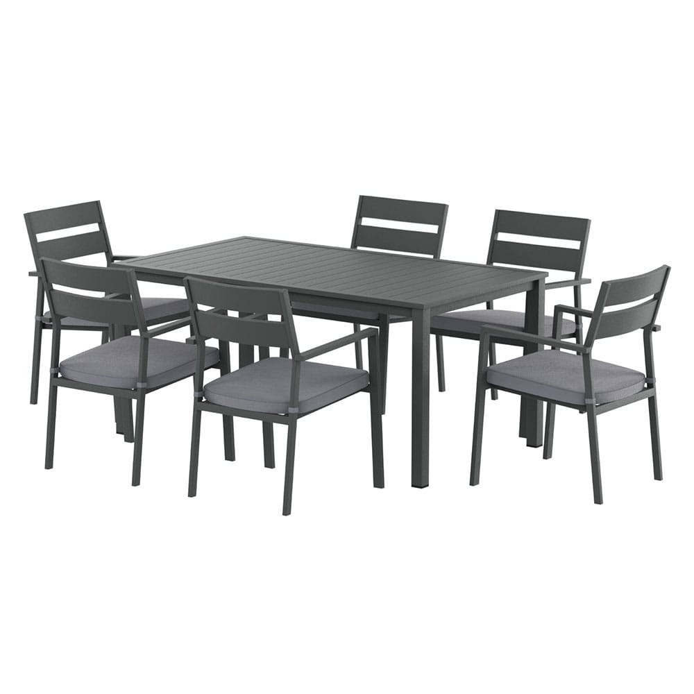 Outdoor Dining Set 7 Piece Aluminum 158x90x74cm