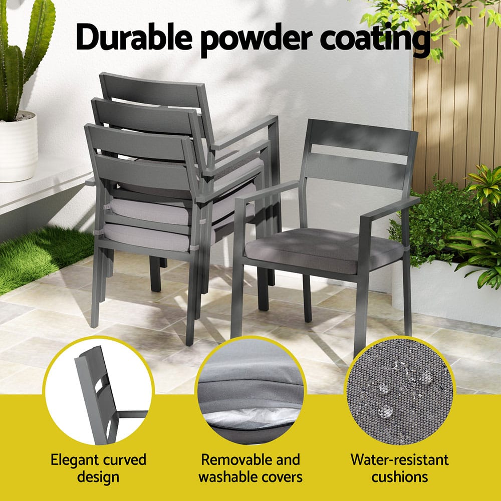 Outdoor Dining Set 7 Piece Aluminum 158x90x74cm