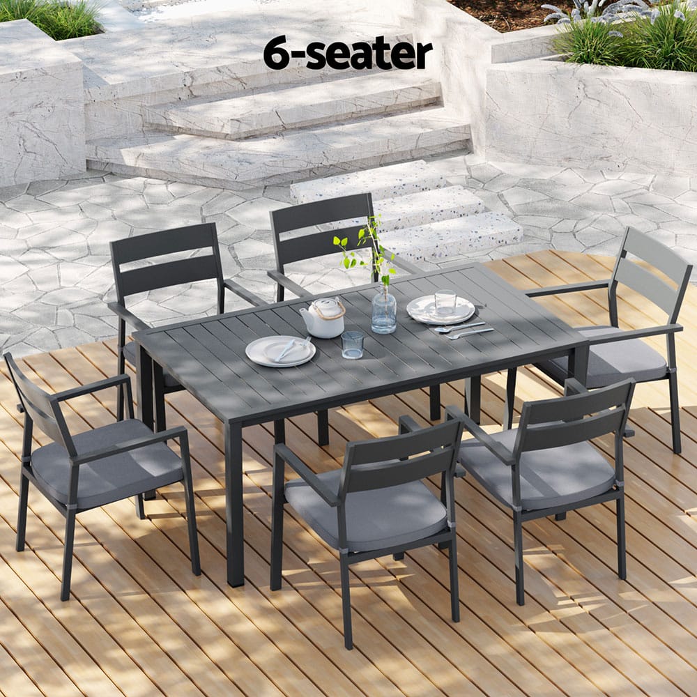 Outdoor Dining Set 7 Piece Aluminum 158x90x74cm