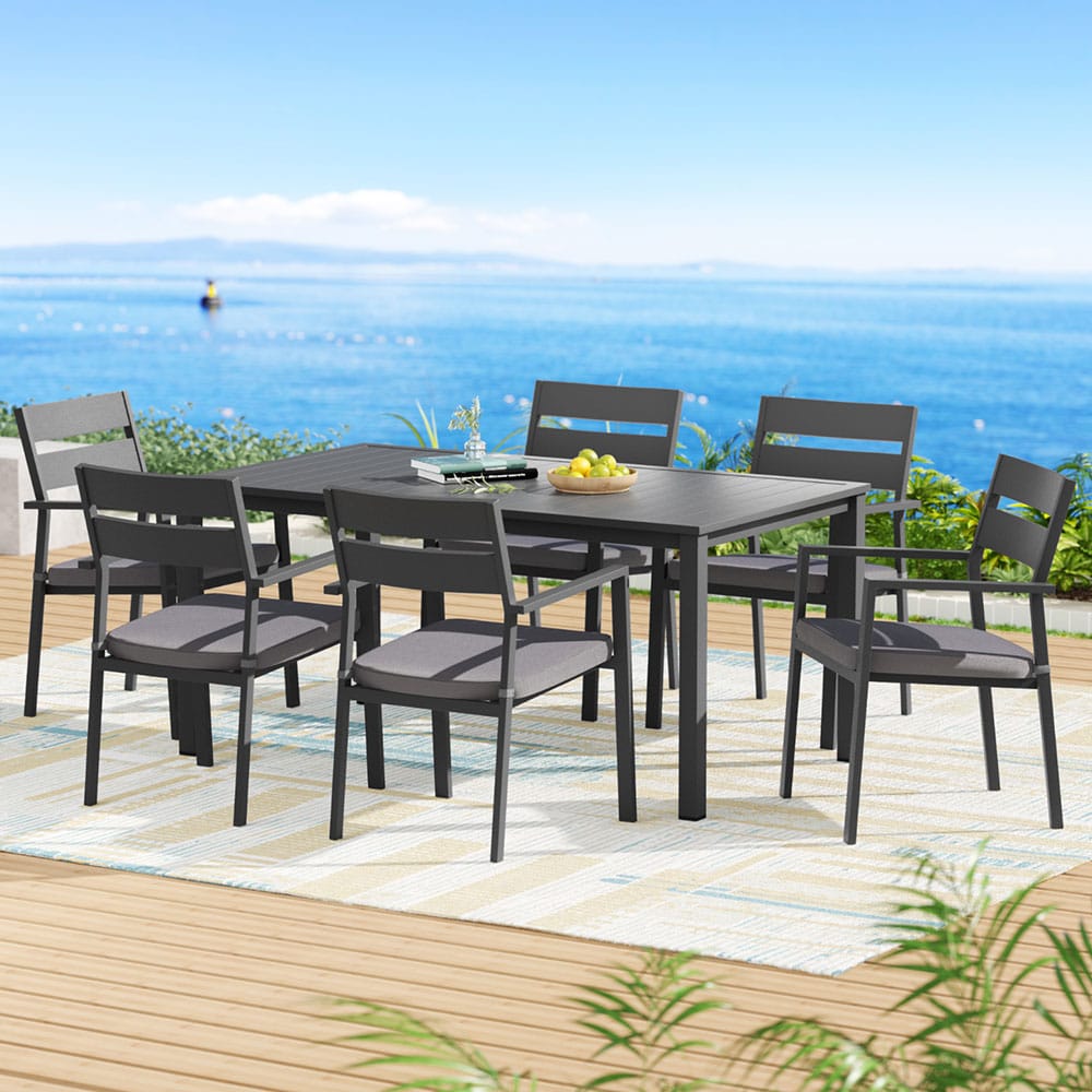 Outdoor Dining Set 7 Piece Aluminum 158x90x74cm