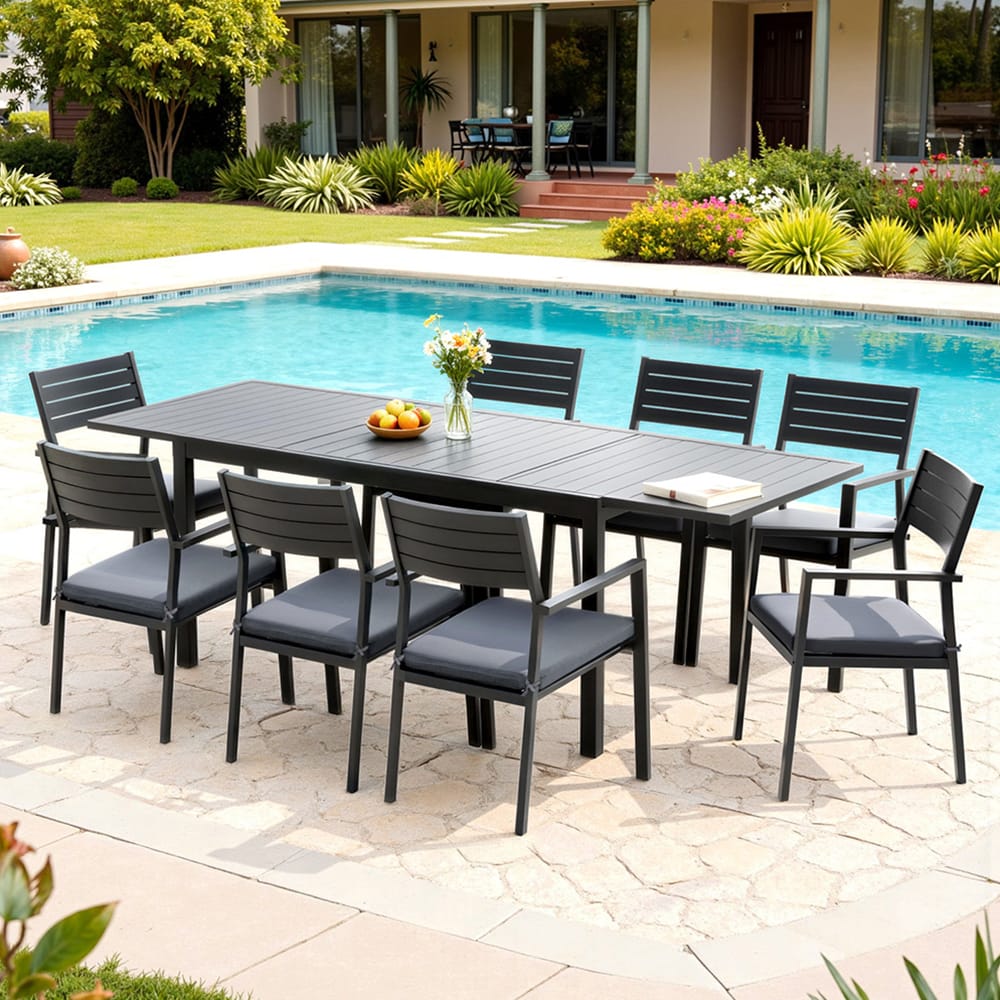 Outdoor Dining Set 9 Piece Aluminium 240x90x75.5cm