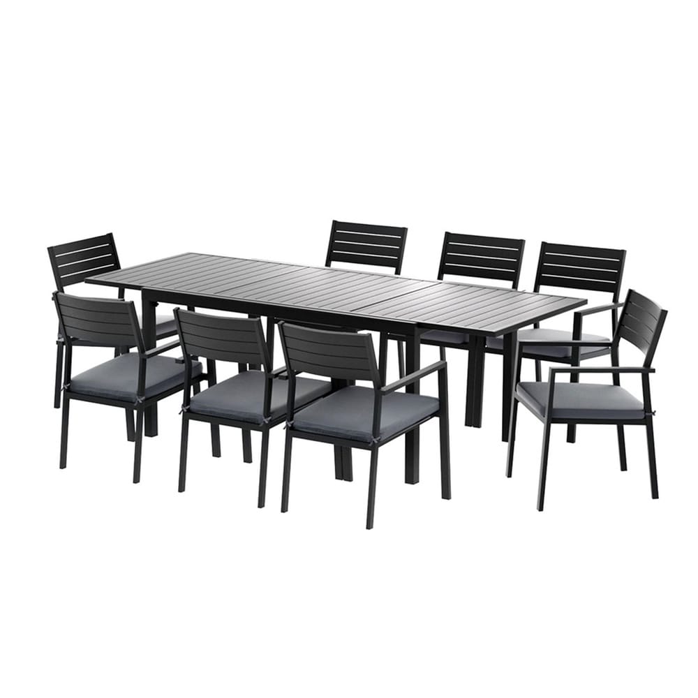 Outdoor Dining Set 9 Piece Aluminium 240x90x75.5cm