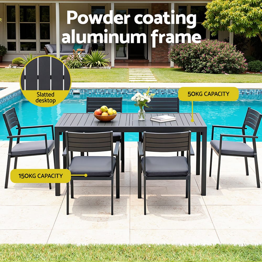 Outdoor Dining Set 9 Piece Aluminium 240x90x75.5cm