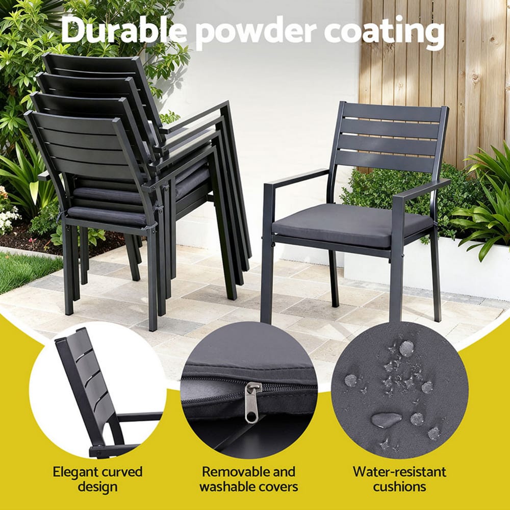 Outdoor Dining Set 9 Piece Aluminium 240x90x75.5cm