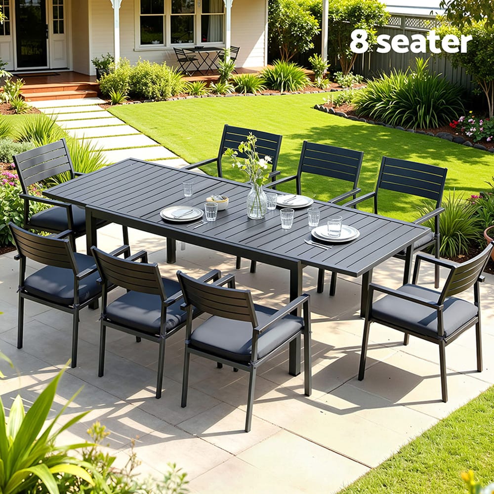 Outdoor Dining Set 9 Piece Aluminium 240x90x75.5cm