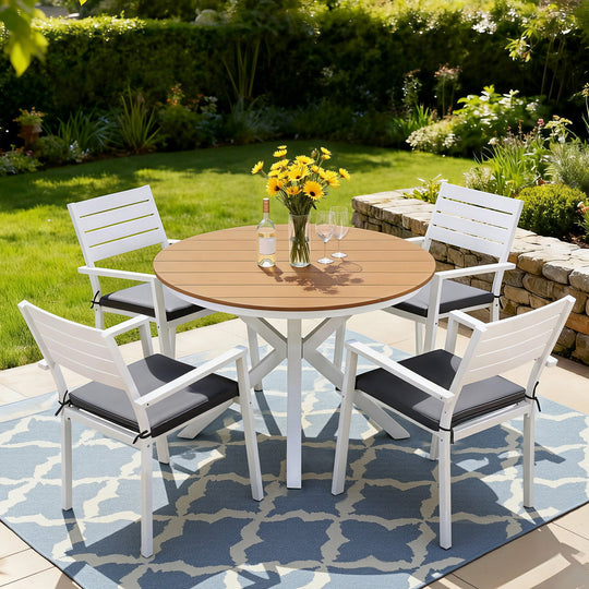 5-Piece Patio Set Aluminum Table Chairs Weather Resistant