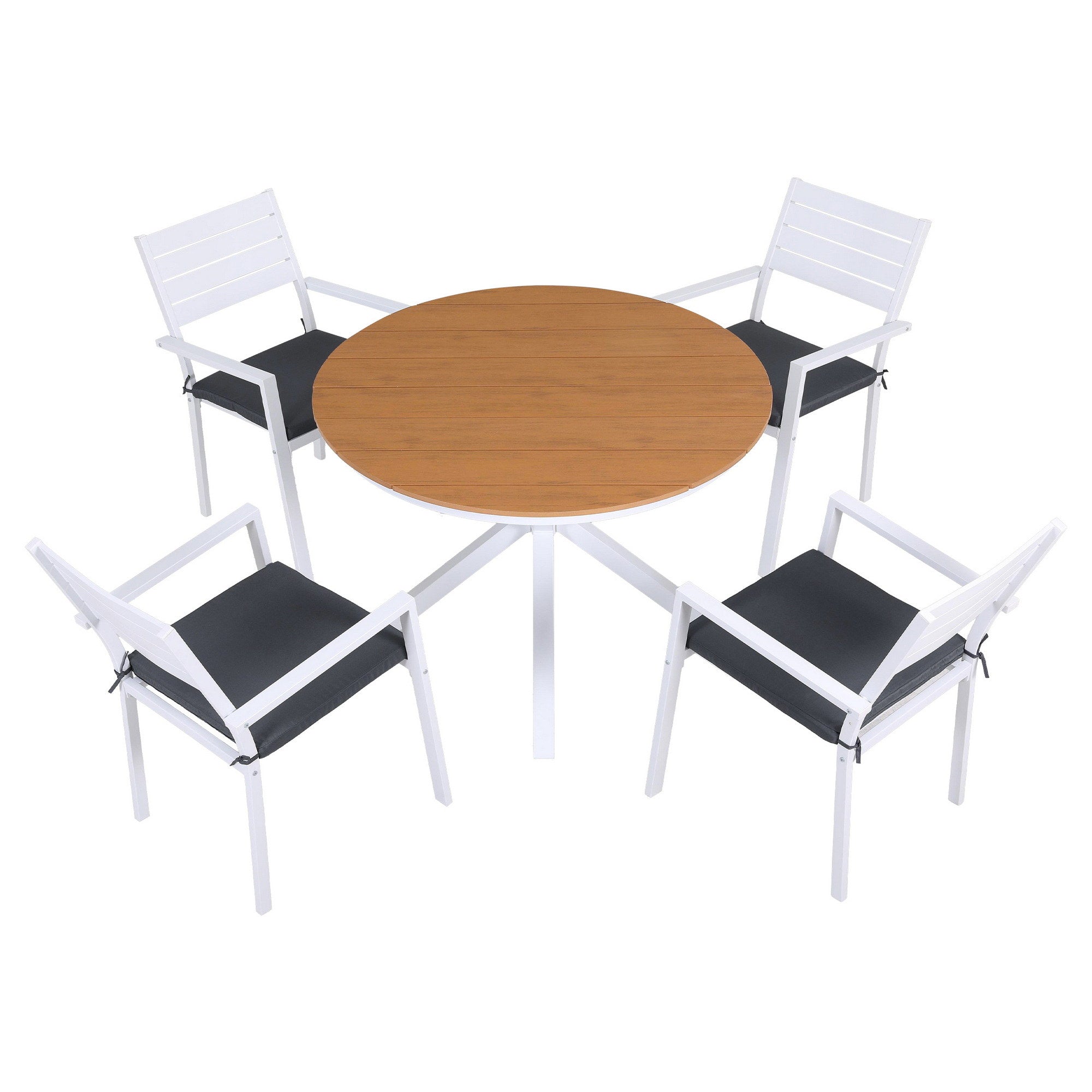 5 Piece Outdoor Dining Set Aluminum Patio Table Chairs Weather Resistant