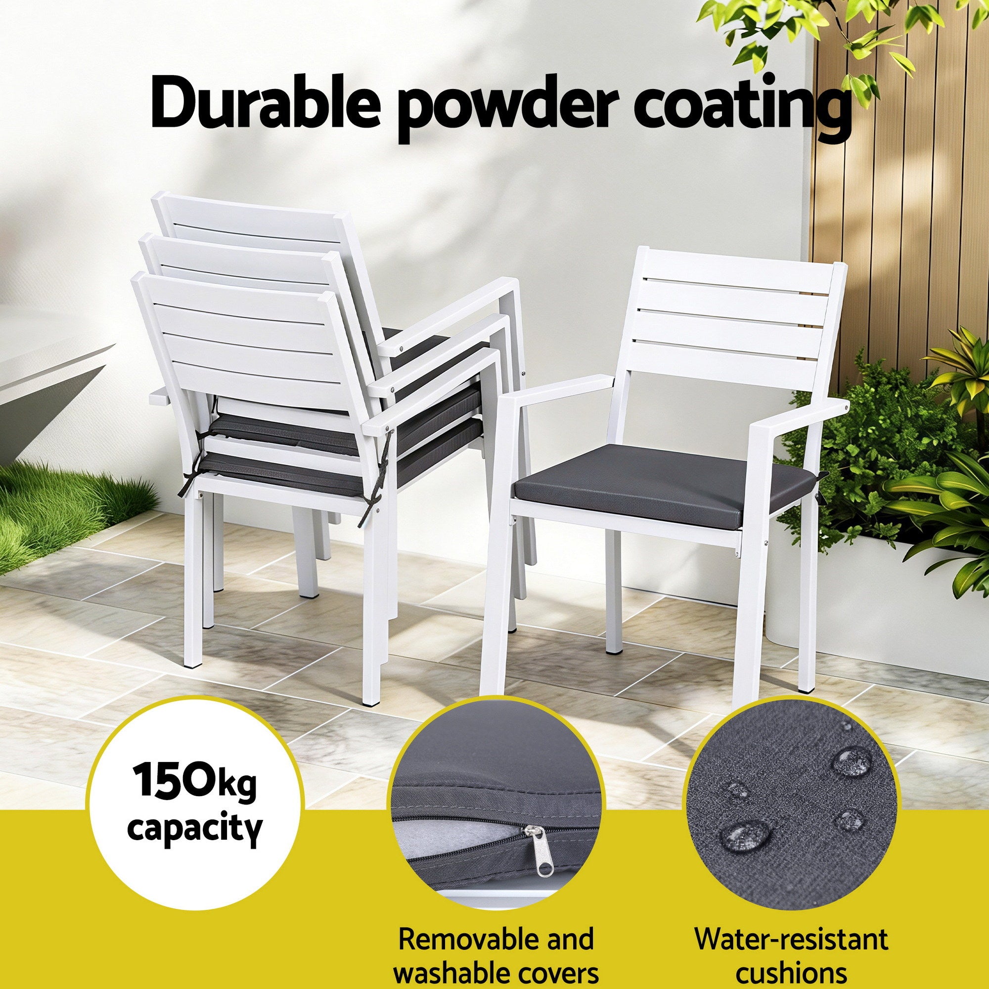 5 Piece Outdoor Dining Set Aluminum Patio Table Chairs Weather Resistant