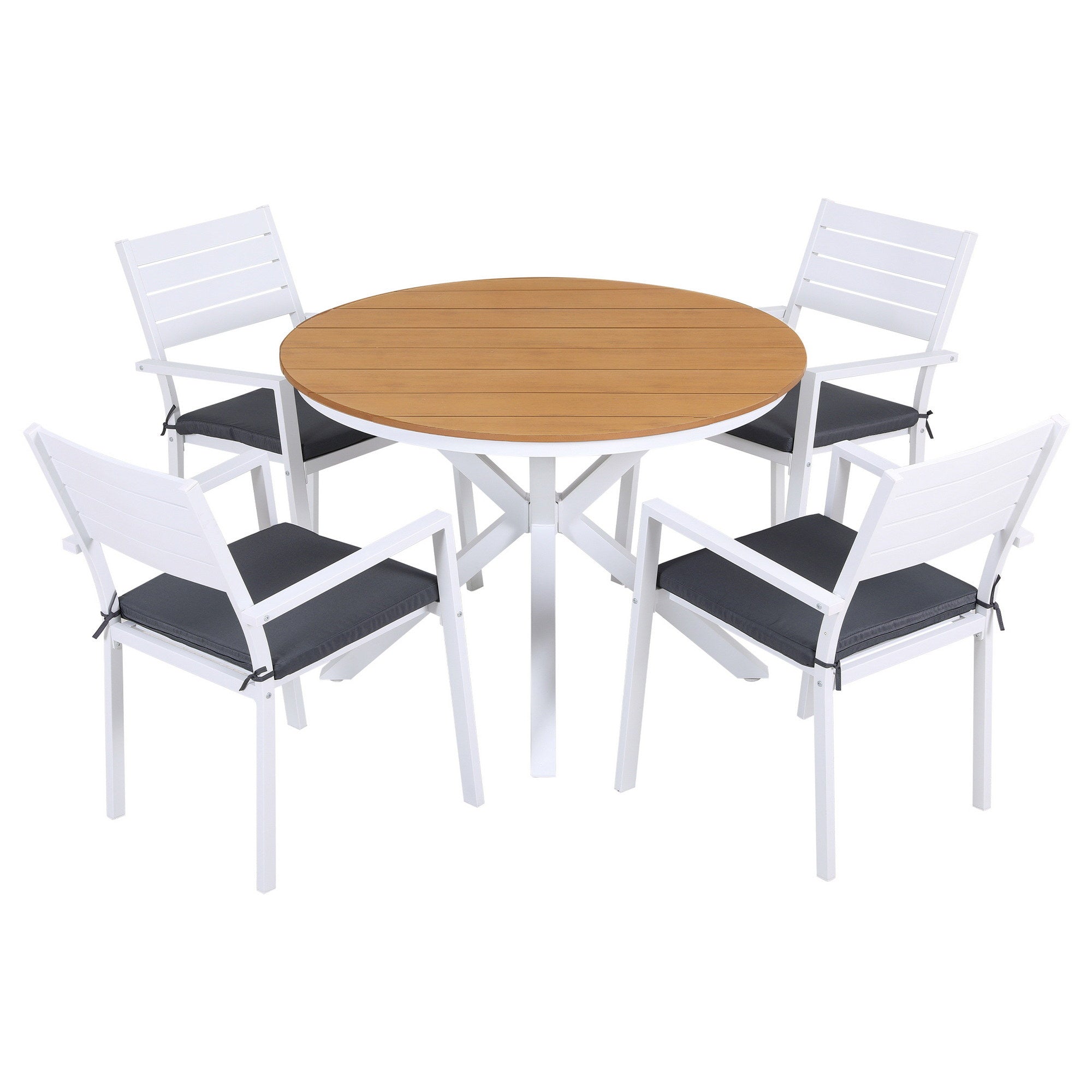 5 Piece Outdoor Dining Set Aluminum Patio Table Chairs Weather Resistant