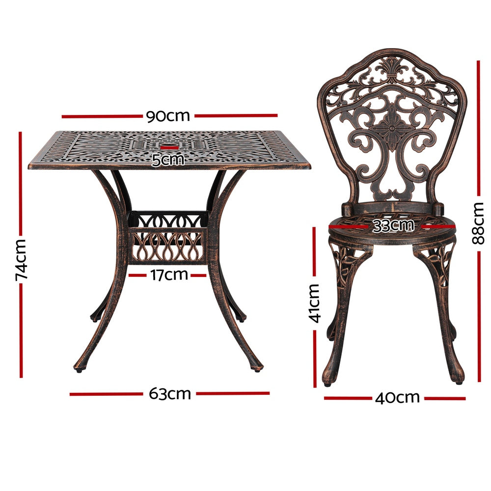 5 Pcs Outdoor Dining Set Chairs Table  Aluminum Patio White/Brown