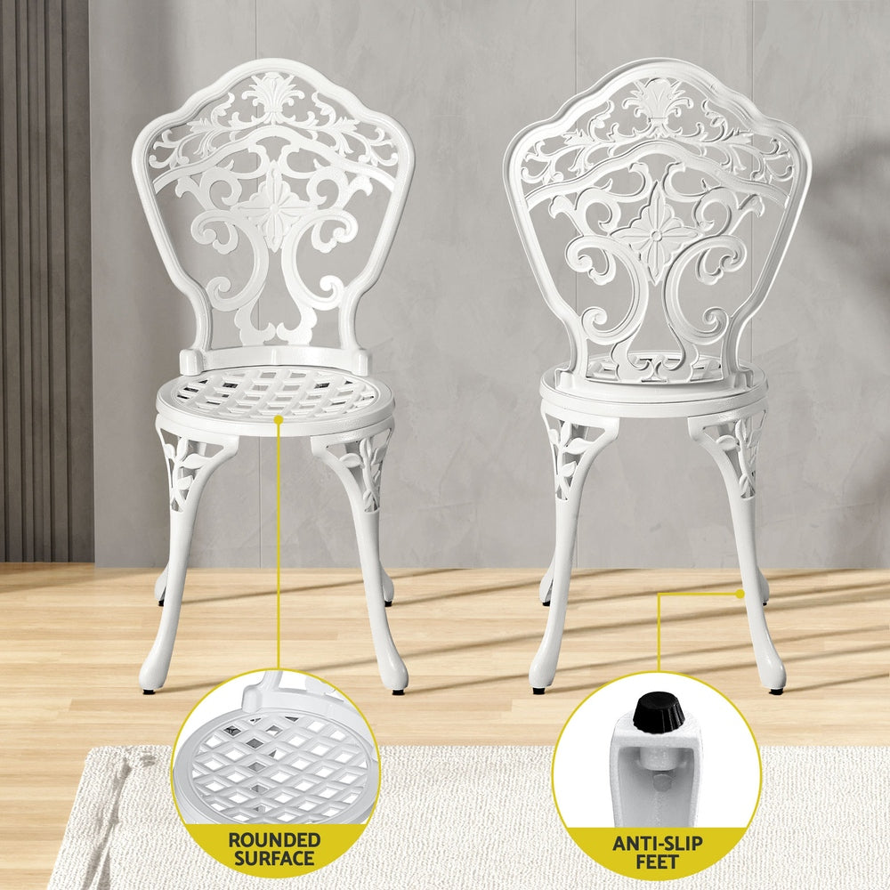 5 Pcs Outdoor Dining Set Chairs Table  Aluminum Patio White/Brown