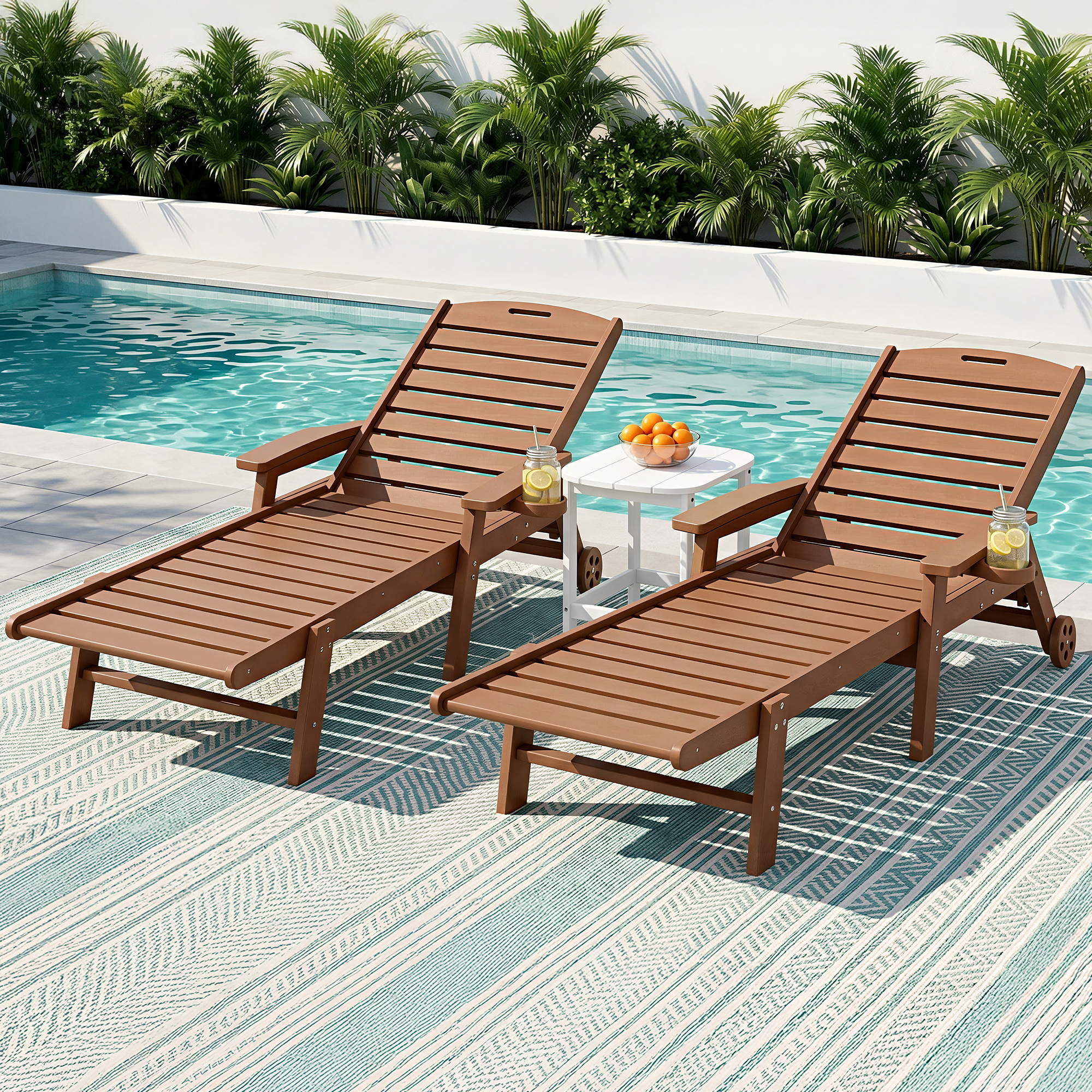 Sun Lounge Set 3 Piece HDPE Outdoor Recliner | Simpledeals