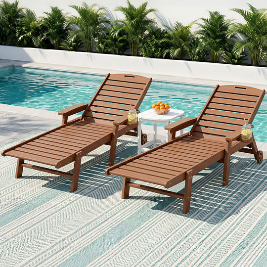 Sun Lounge Set 3 Piece HDPE Outdoor Recliner