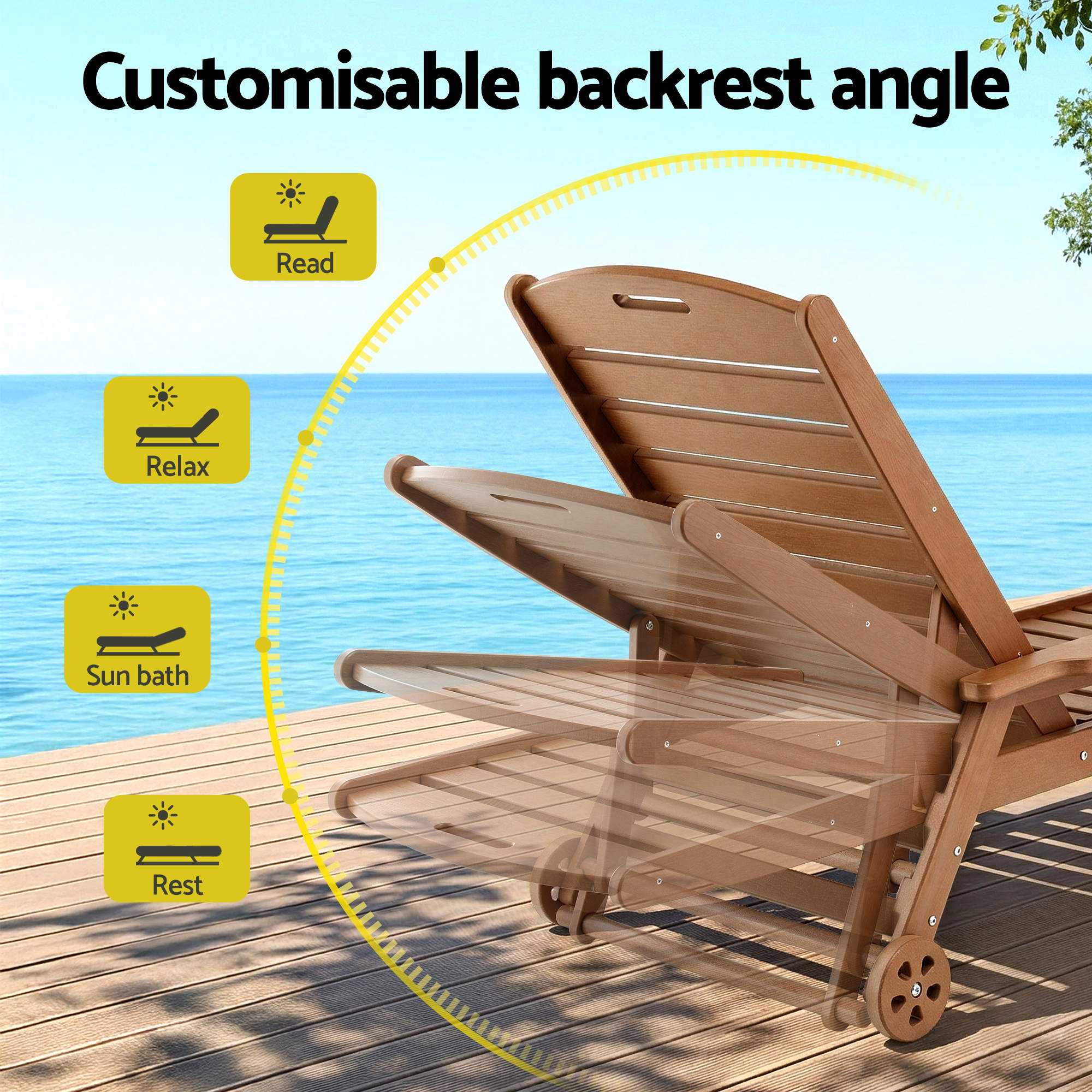 Sun Lounge Set 3 Piece HDPE Outdoor Recliner | Simpledeals
