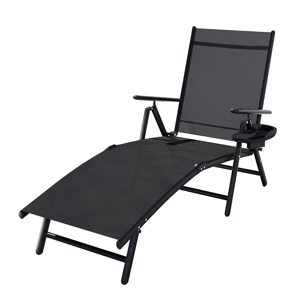 Outdoor Sofas & Lounge Sets - Folding Aluminium Beach Chair Camping Patio Lounger