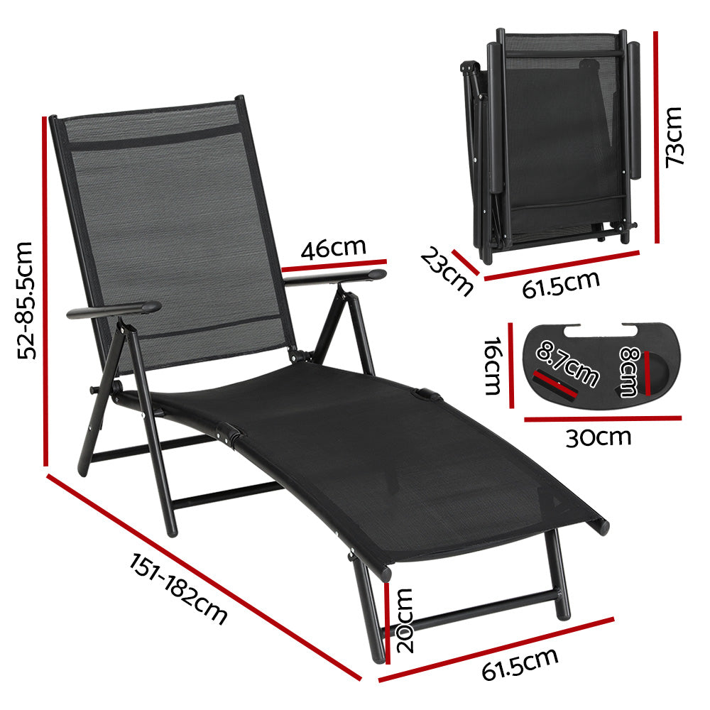 Gardeon Sun - Folding Aluminium Beach Chair Camping Patio Lounger