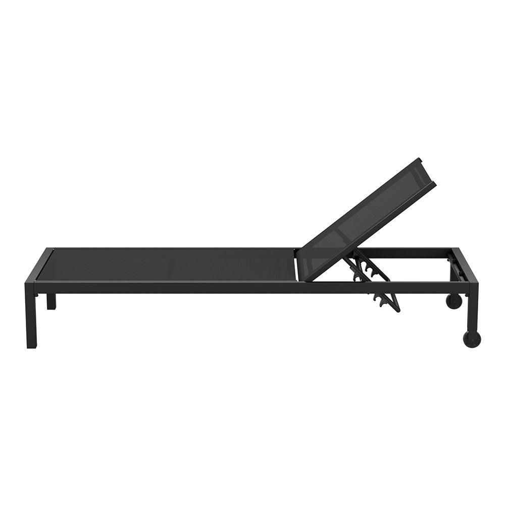 Sun Lounge Outdoor Lounger Aluminium Folding Beach Chair Wheels Black | Outdoor Sofas & Lounge Sets