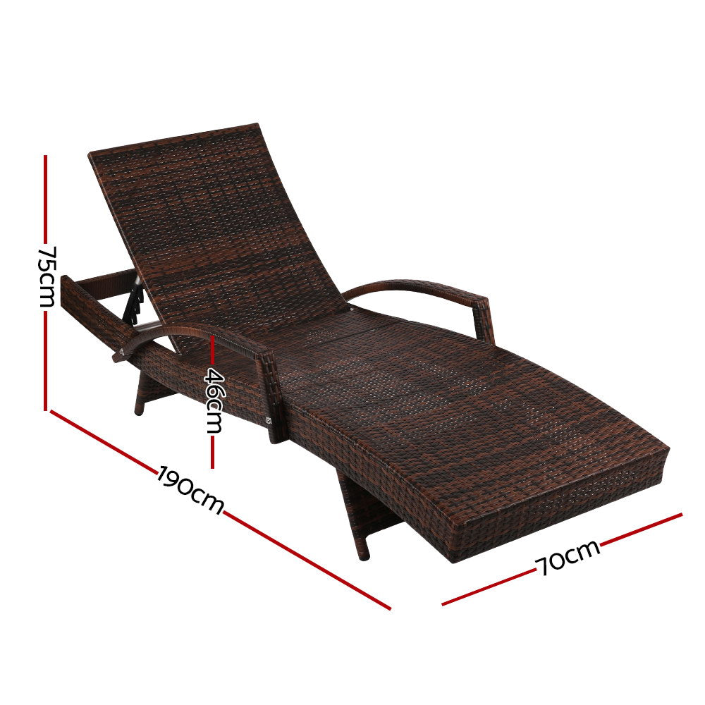 Sun Lounge Wicker Beach Chair Patio Lounger Brown