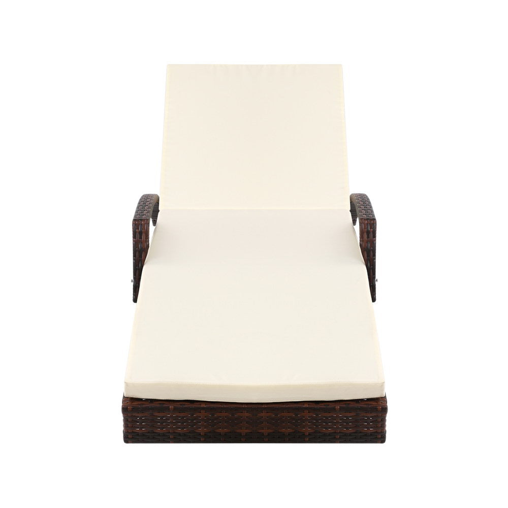 Sun Lounge Wicker Beach Chair Patio Lounger Brown