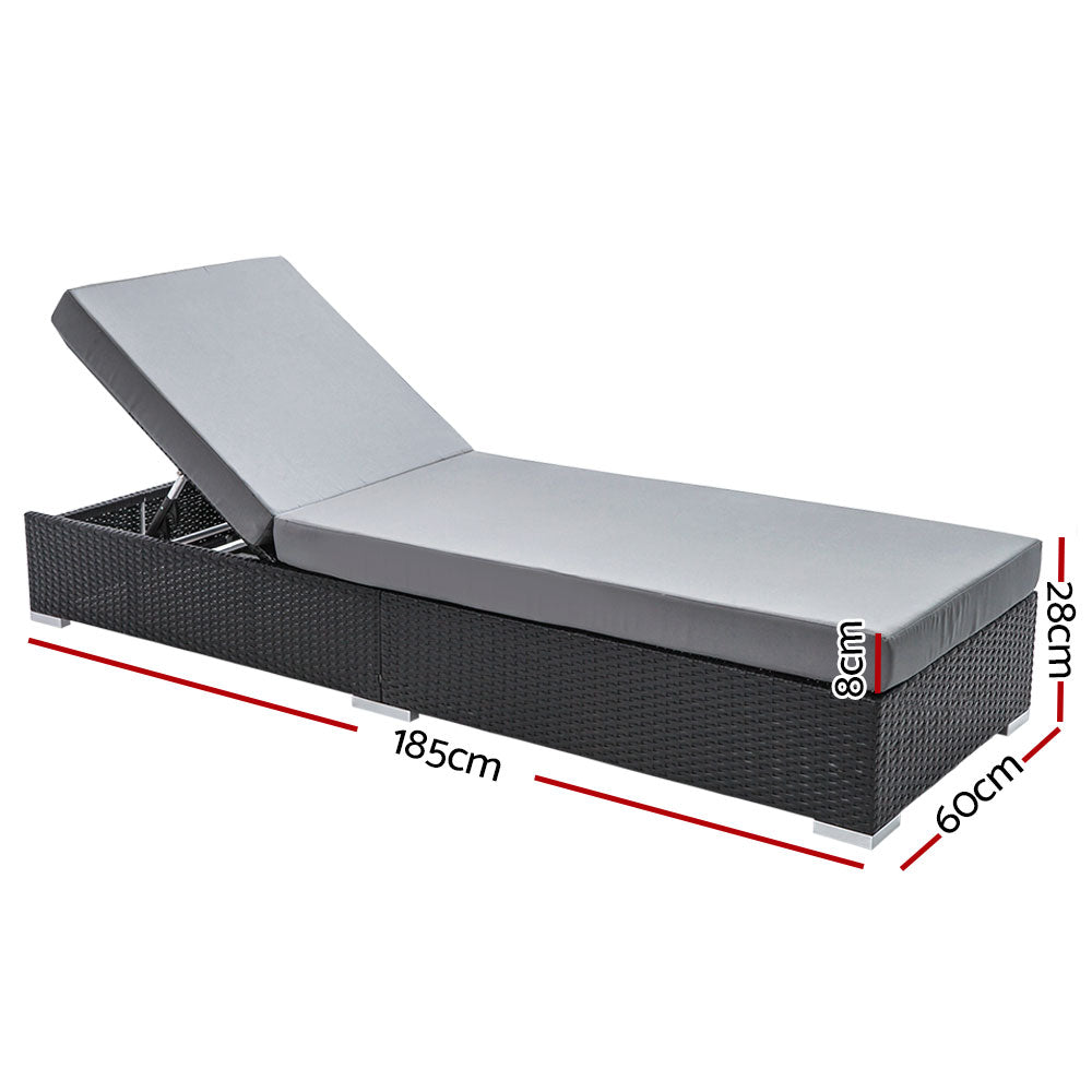 Adjustable Rattan Garden Day Bed