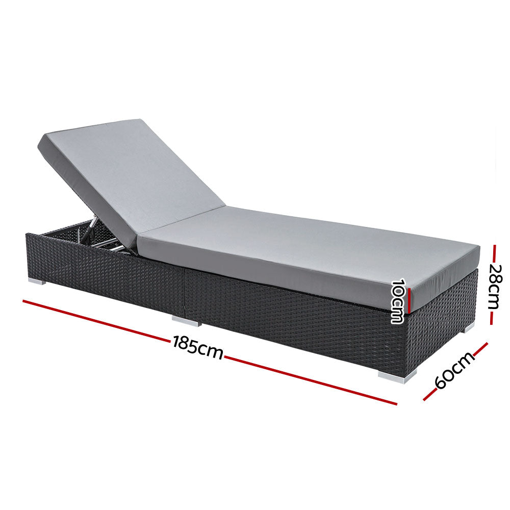 3Pc Rattan Garden Day Bed