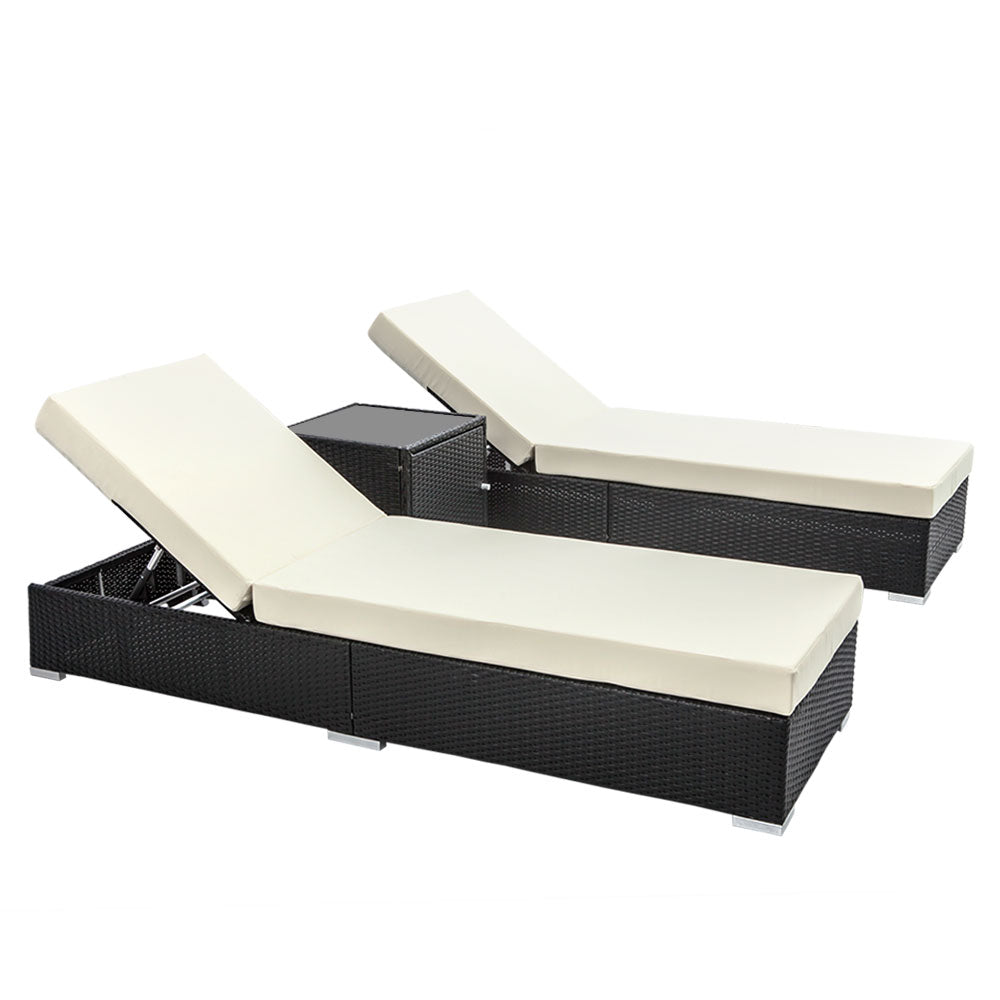 3Pc Rattan Garden Day Bed