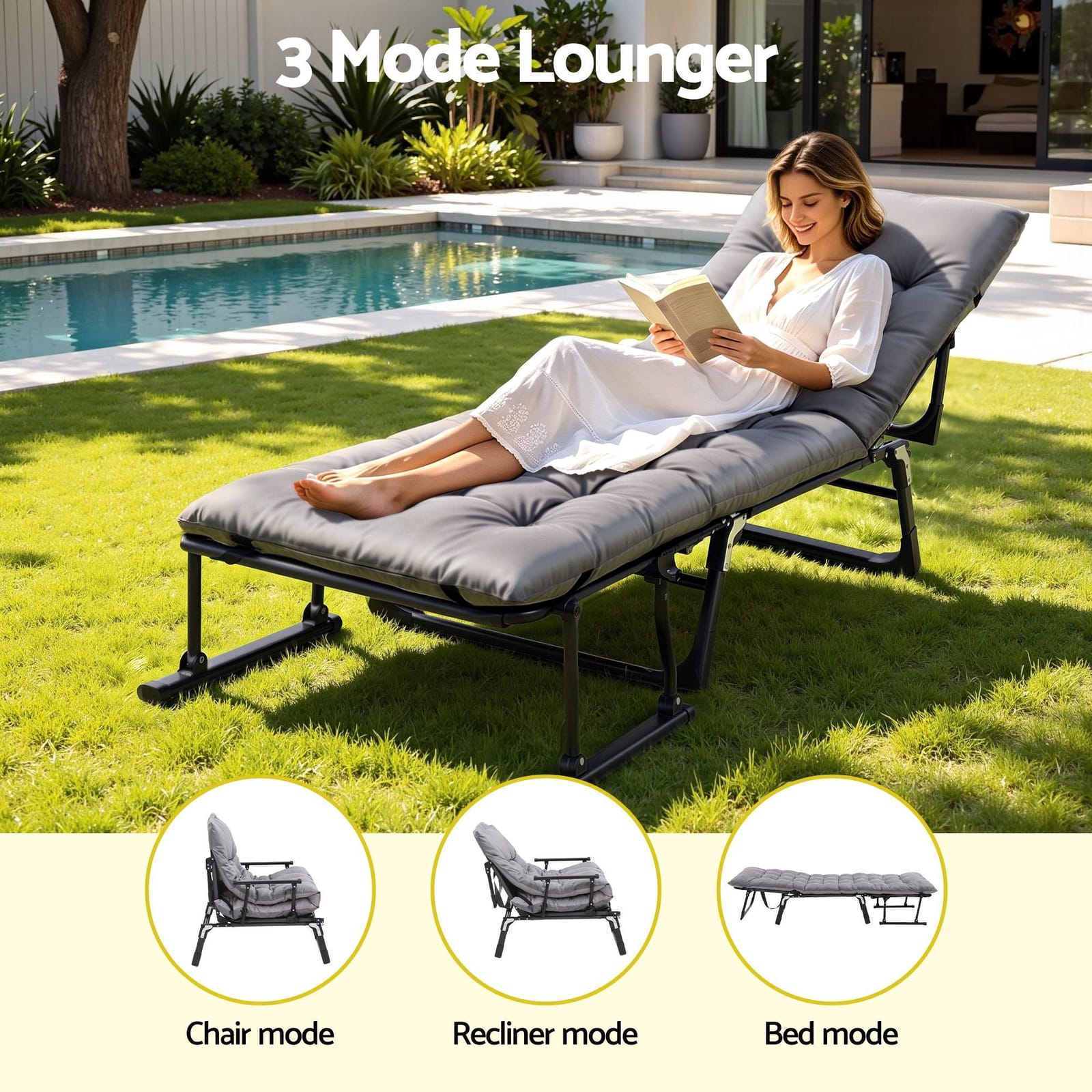 Folding Sun Lounger Recliner 60x85x89cm