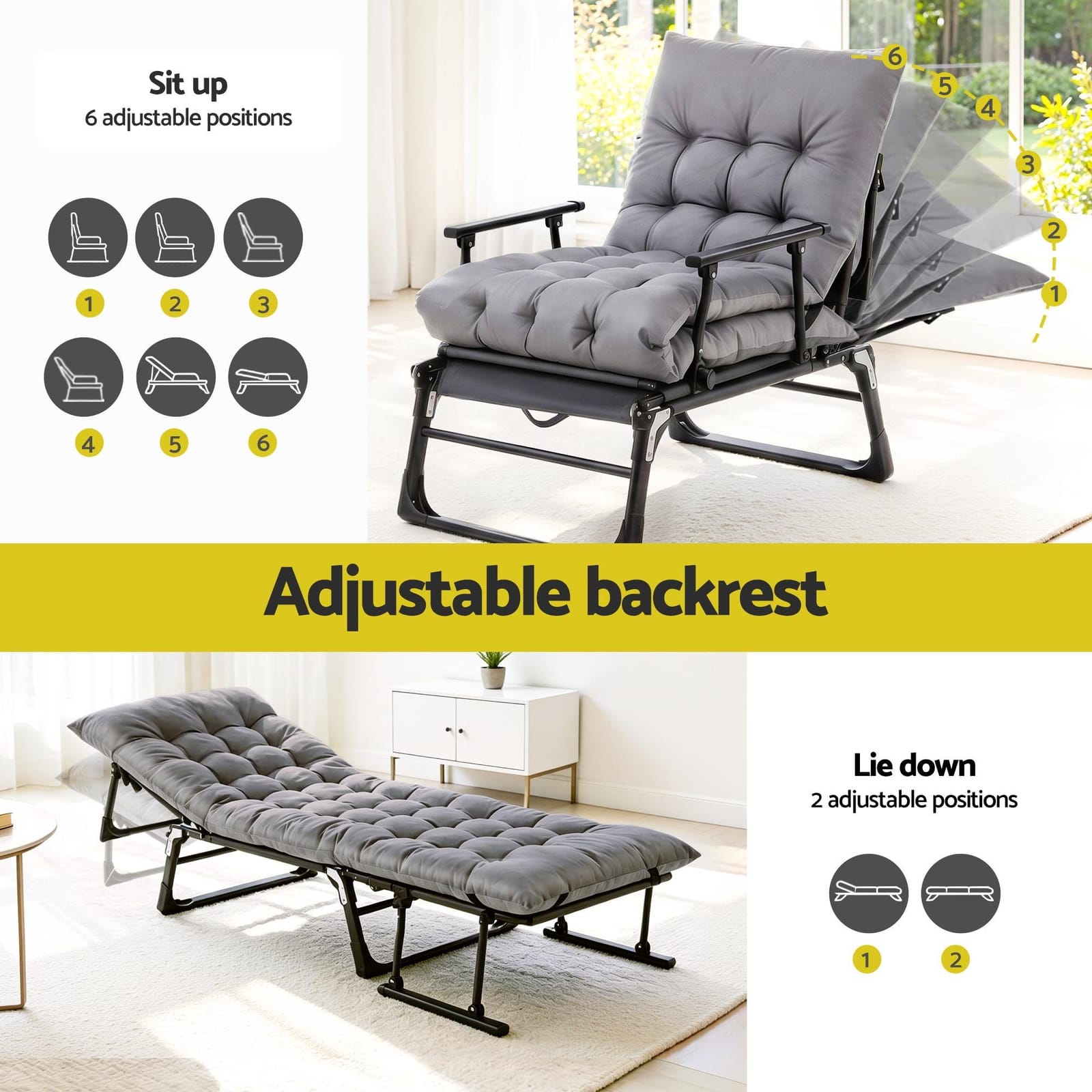 Folding Sun Lounger Recliner 60x85x89cm