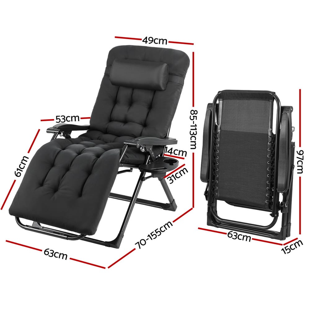 Folding Sun Lounge Chair 63x15x97cm