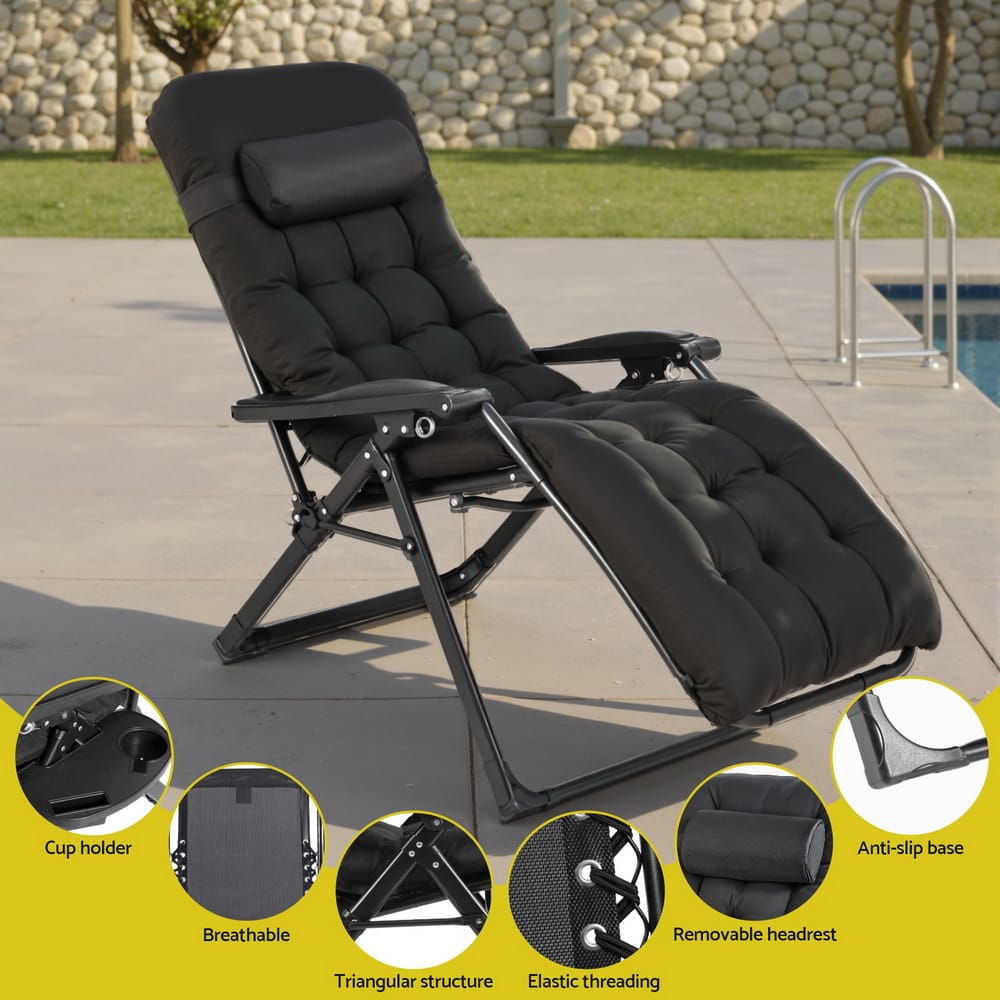 Folding Sun Lounge Chair 63x15x97cm