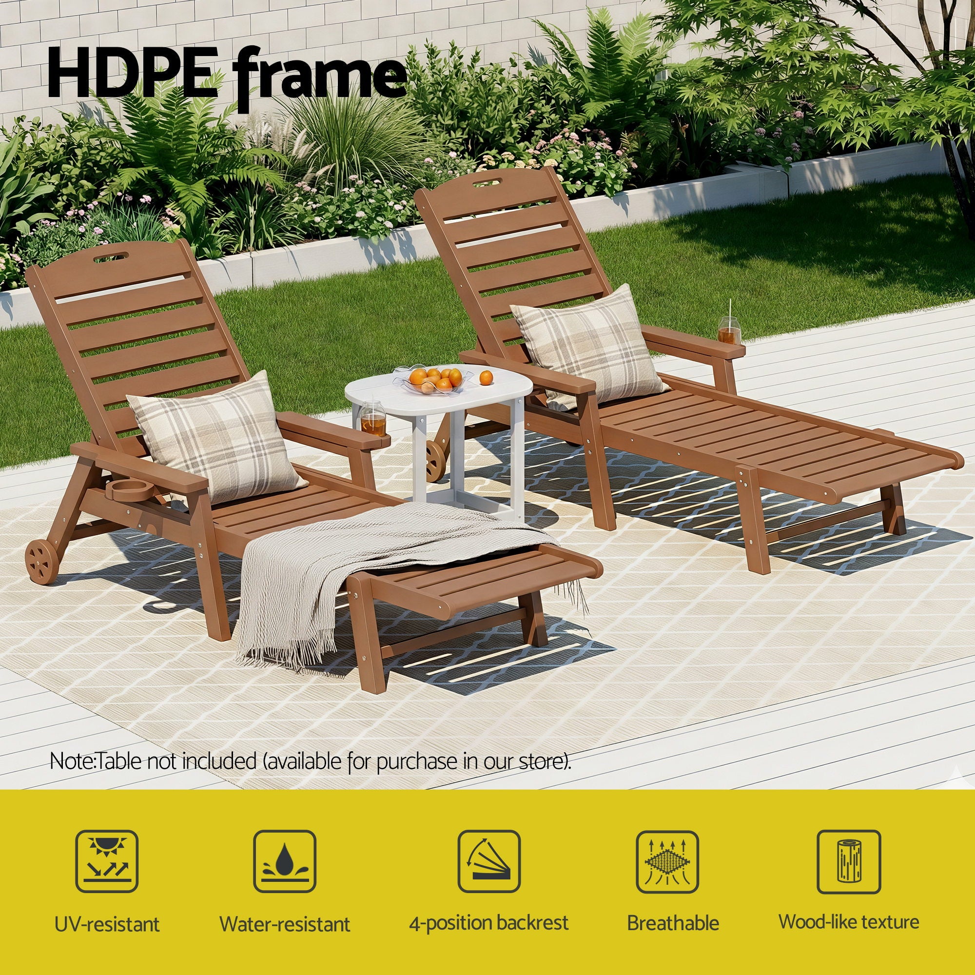 Gardeon Sun Lounge HDPE Outdoor Lounger Chair | Simpledeals