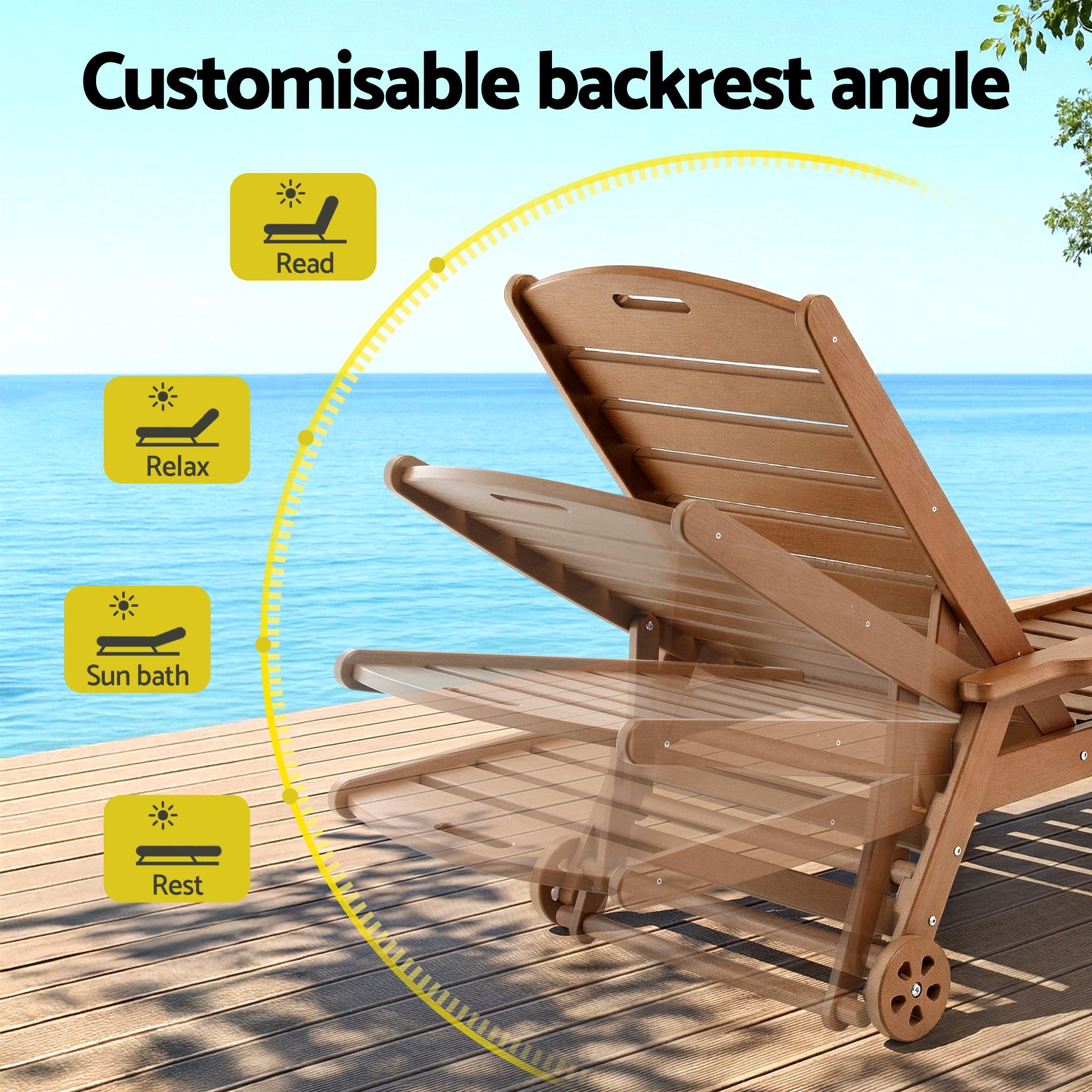 Gardeon Sun Lounge HDPE Outdoor Lounger Chair | Simpledeals