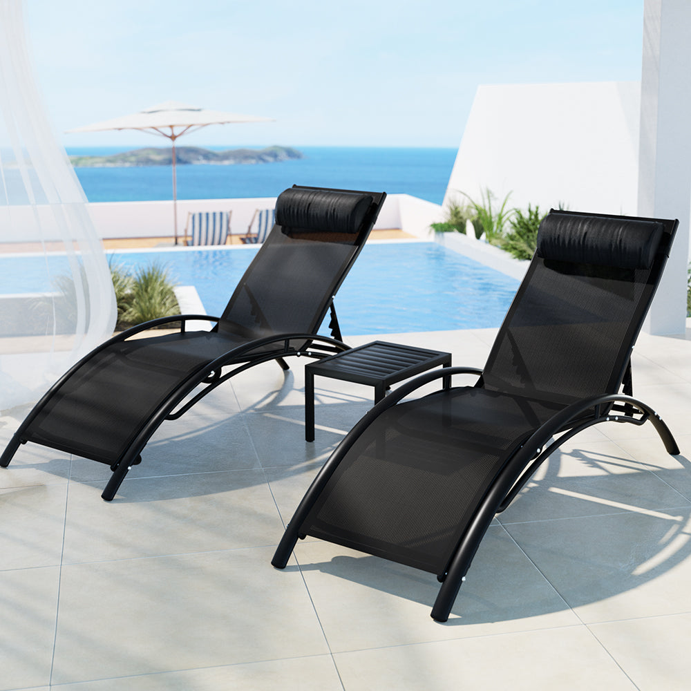 Steel Table and Chairs Patio Furniture Garden Lounger
