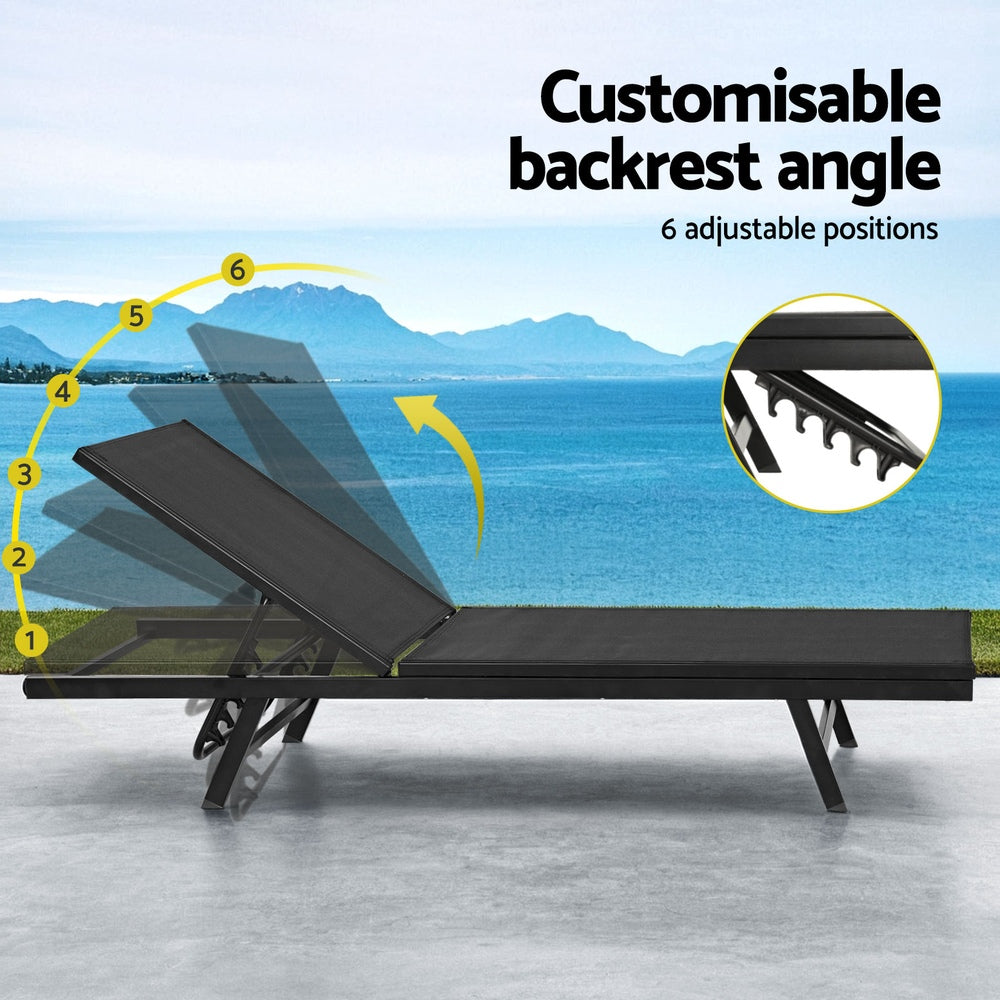 Steel Beach Chair Patio Lounger Black