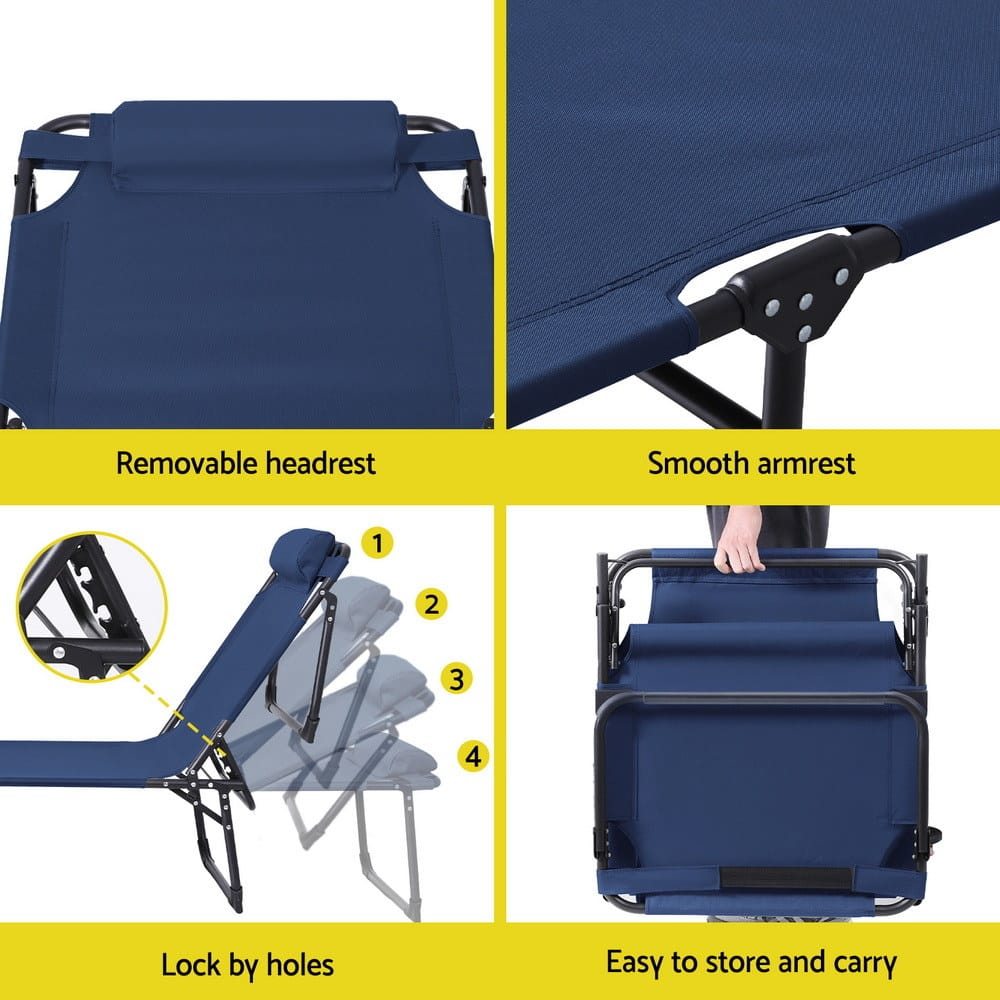 Folding Lounge Chair Blue 190x63x32cm