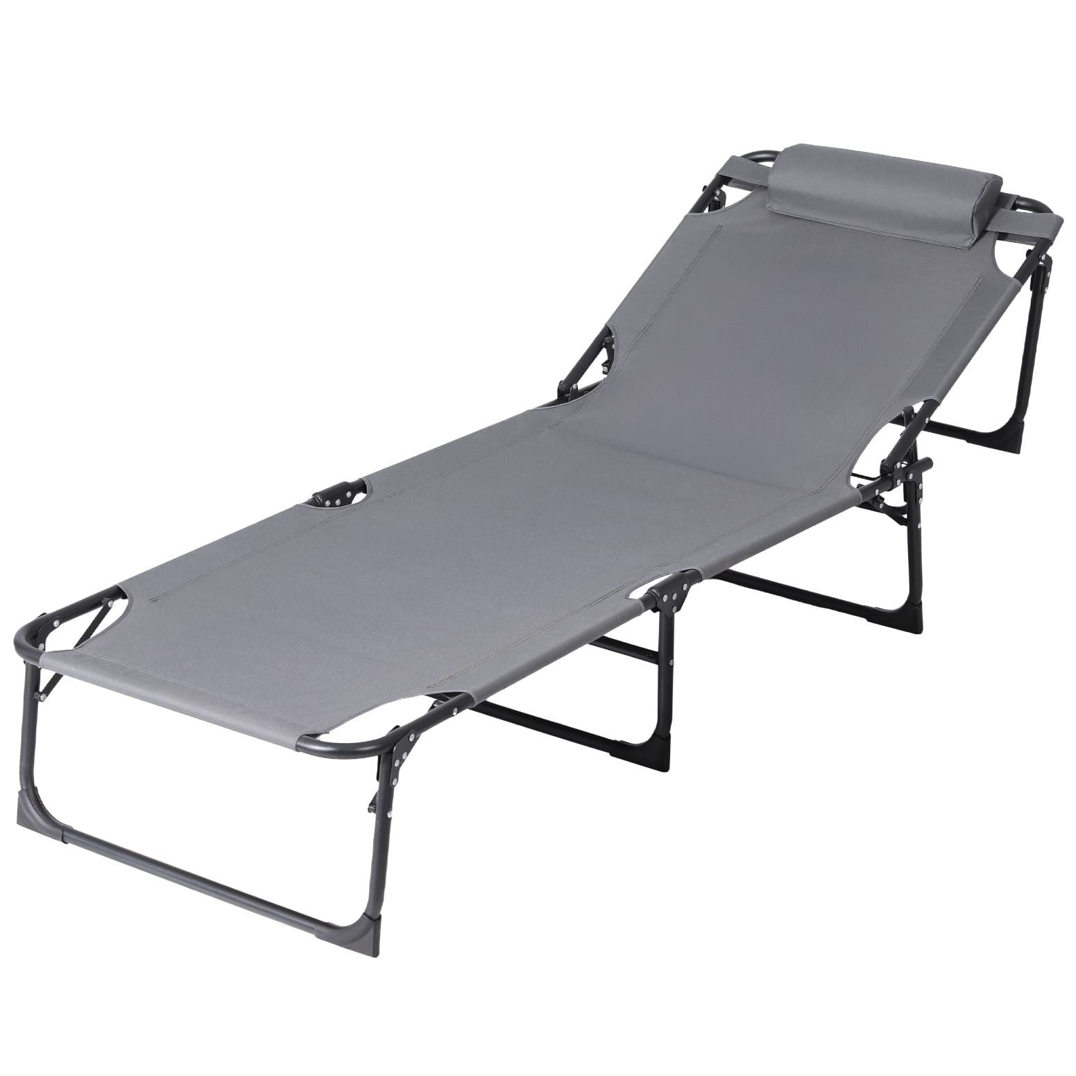 Folding Lounge Chair Grey 190x63x32cm