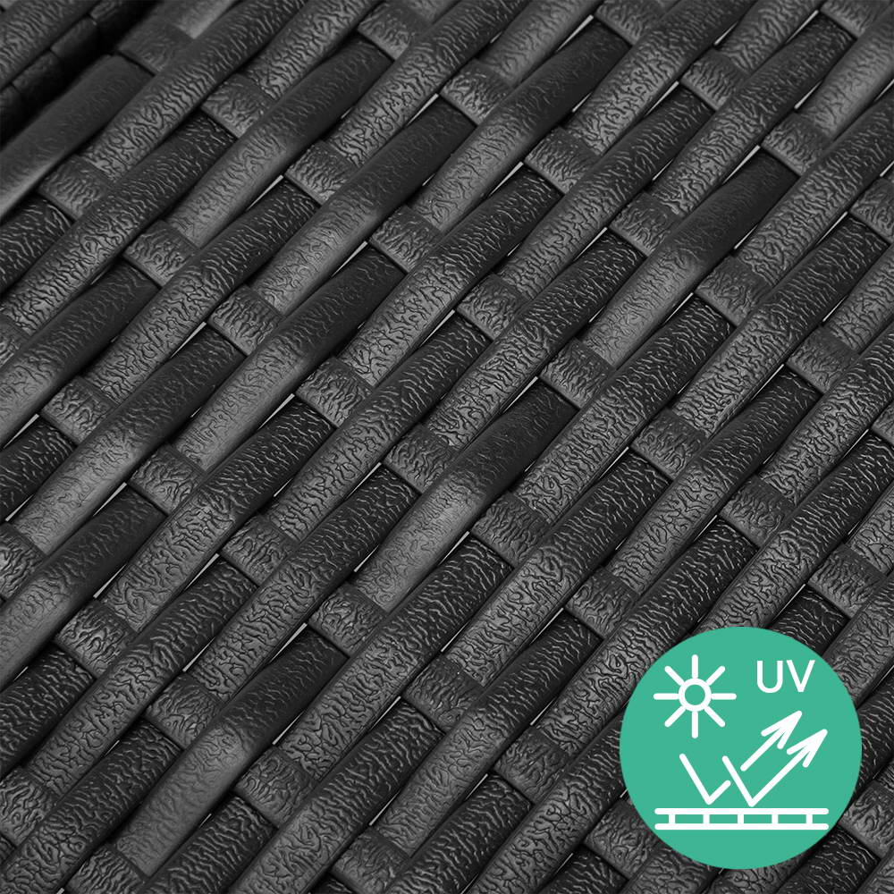 2Pc Adjustable Black Wicker Beach Chair Garden Lounger